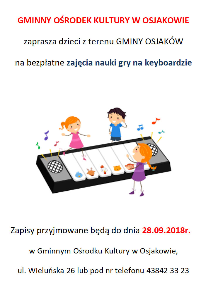 Bezpłatne zajęcia nauki gry na keyboardzie